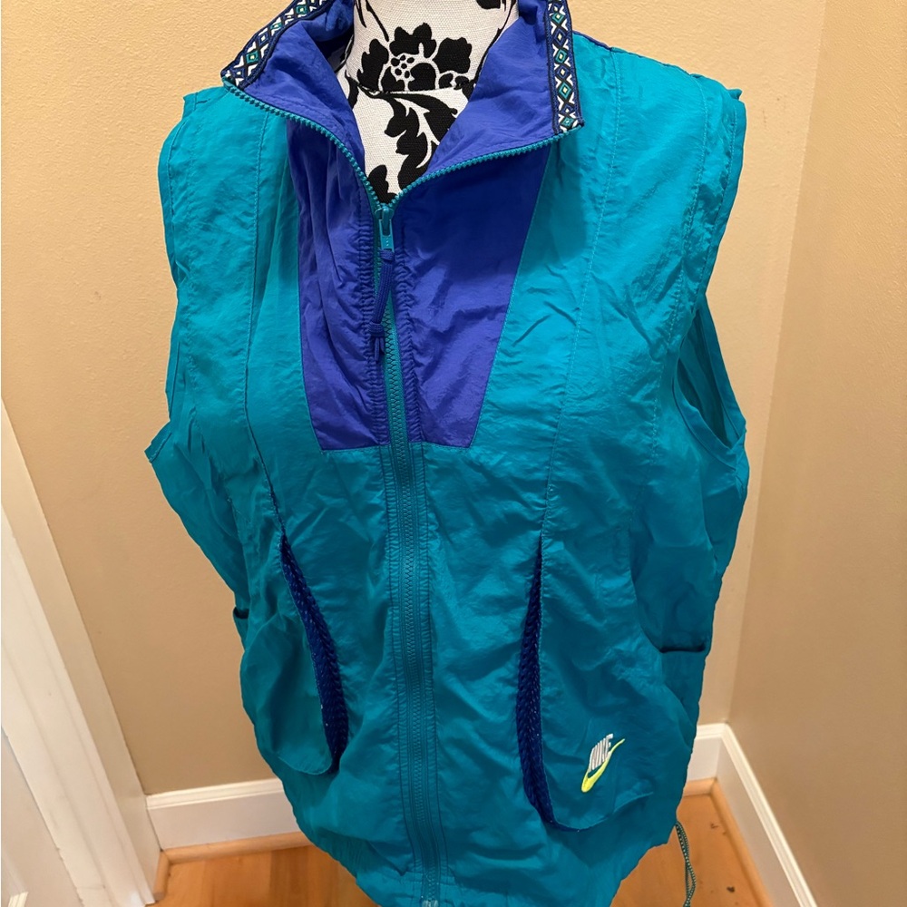 Nike Teal and Blue Windbreaker Vest